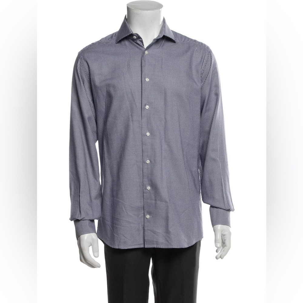 Suitsupply Navy Checkered Button Down Shirt